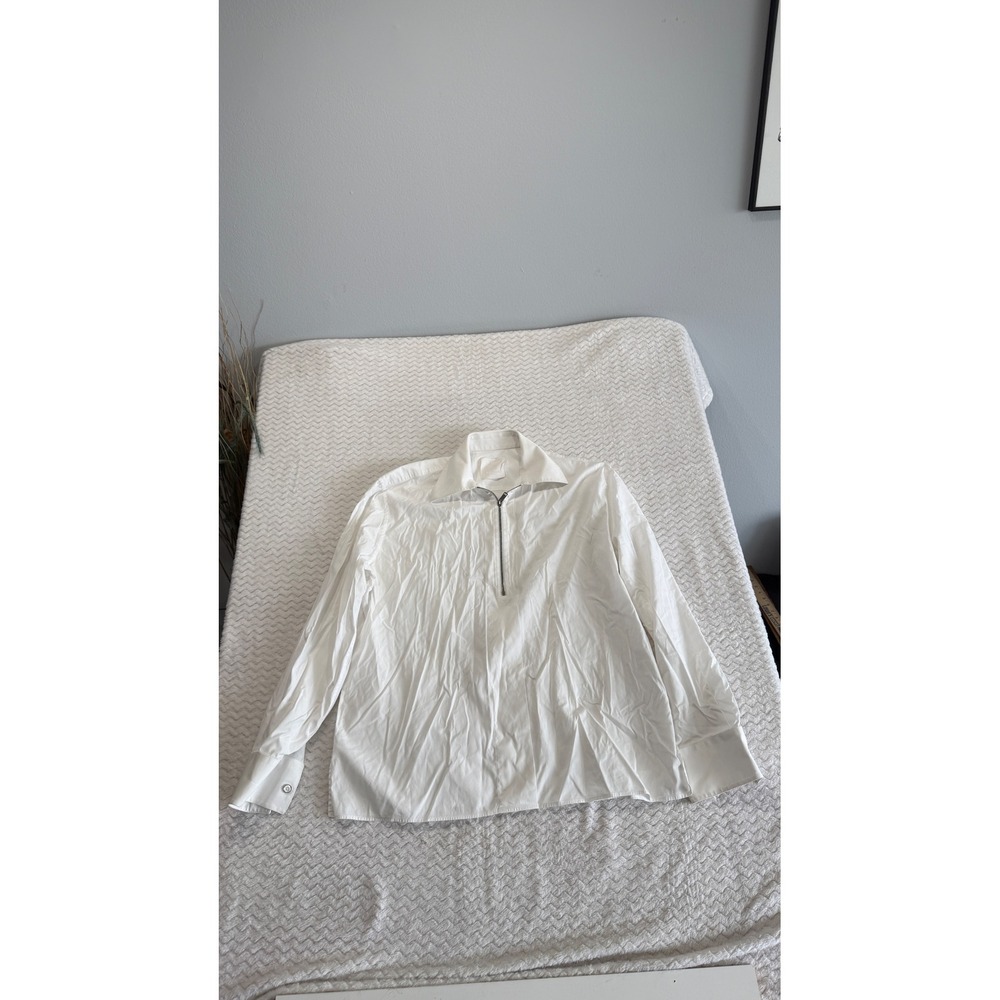 Givenchy Womens White Half-Zip Long Sleeve Poplin Shirt BW60UY13UG Portugal